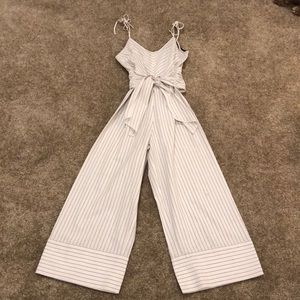 SAYLOR White Linen Striped Jumpsuit